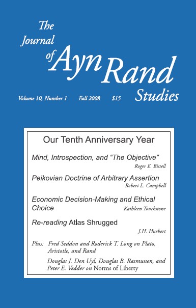 Tenth Anniversary Year for The Journal of Ayn Rand Studies